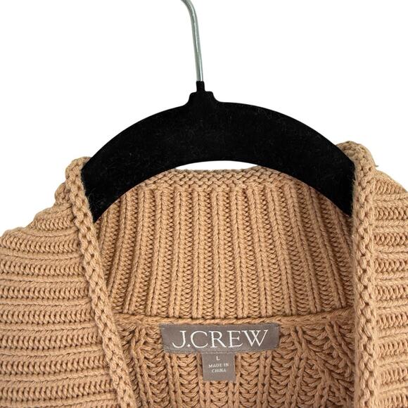 J Crew Relaxed Rollneck Sweater 100% Cotton Sandy Beach Tan Capsole Womens Large - Picture 4 of 7